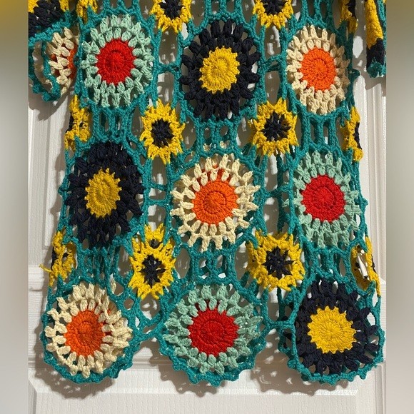Katsum Hand Knit Crochet Floral Boho Oversized Coastal Suit Cover Up Size Small - Picture 6 of 8